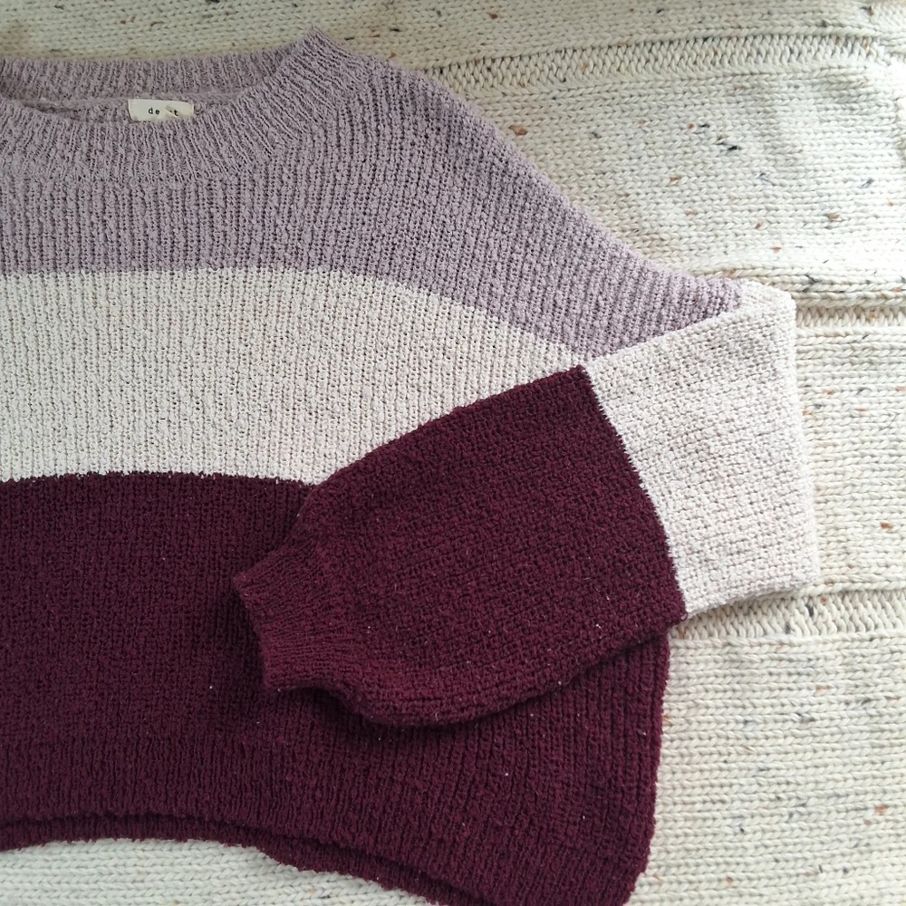 Colorblock Sweater - Purple and Cream - Picture 4 of 8